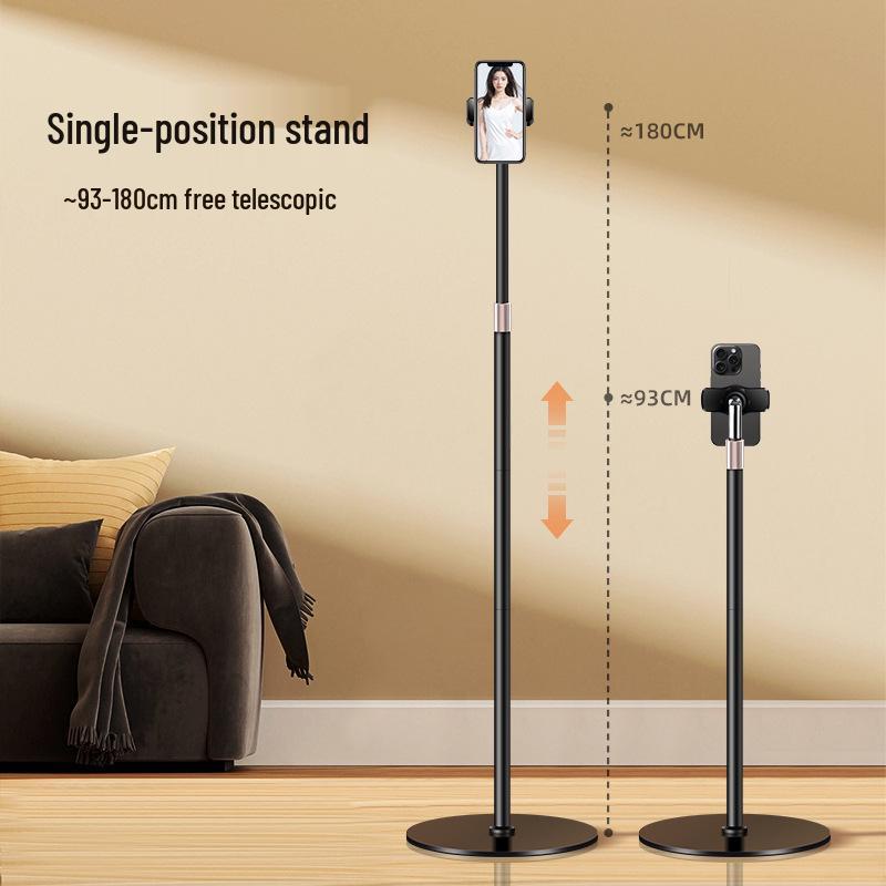 Dual-Phone Floor Stand: Telescopic Mobile Holder for Streaming, Recording, and Selfies with Built-in Radiator