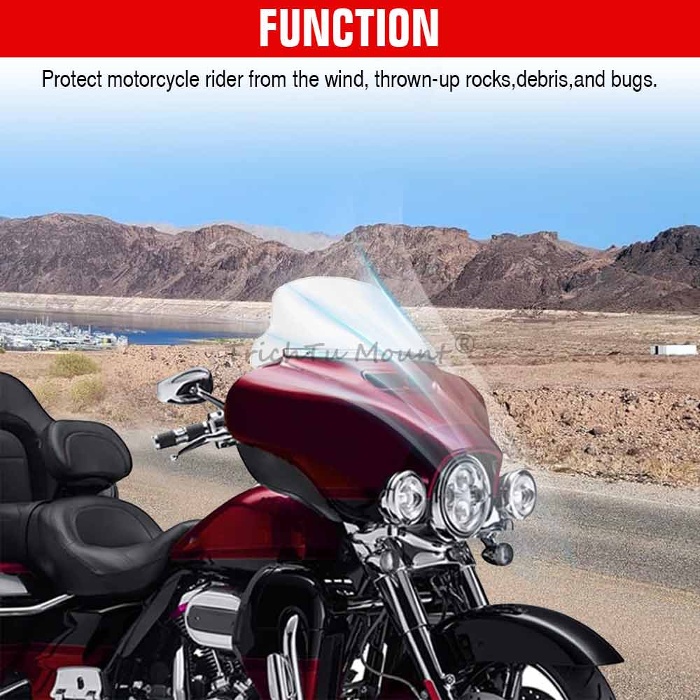 Motorcycle 10.5" ABS Plastic Windshield Windscreen Clear Fit For Harley Trike Tri Glide Ultra Classic FLHTCUTG 2014-2025