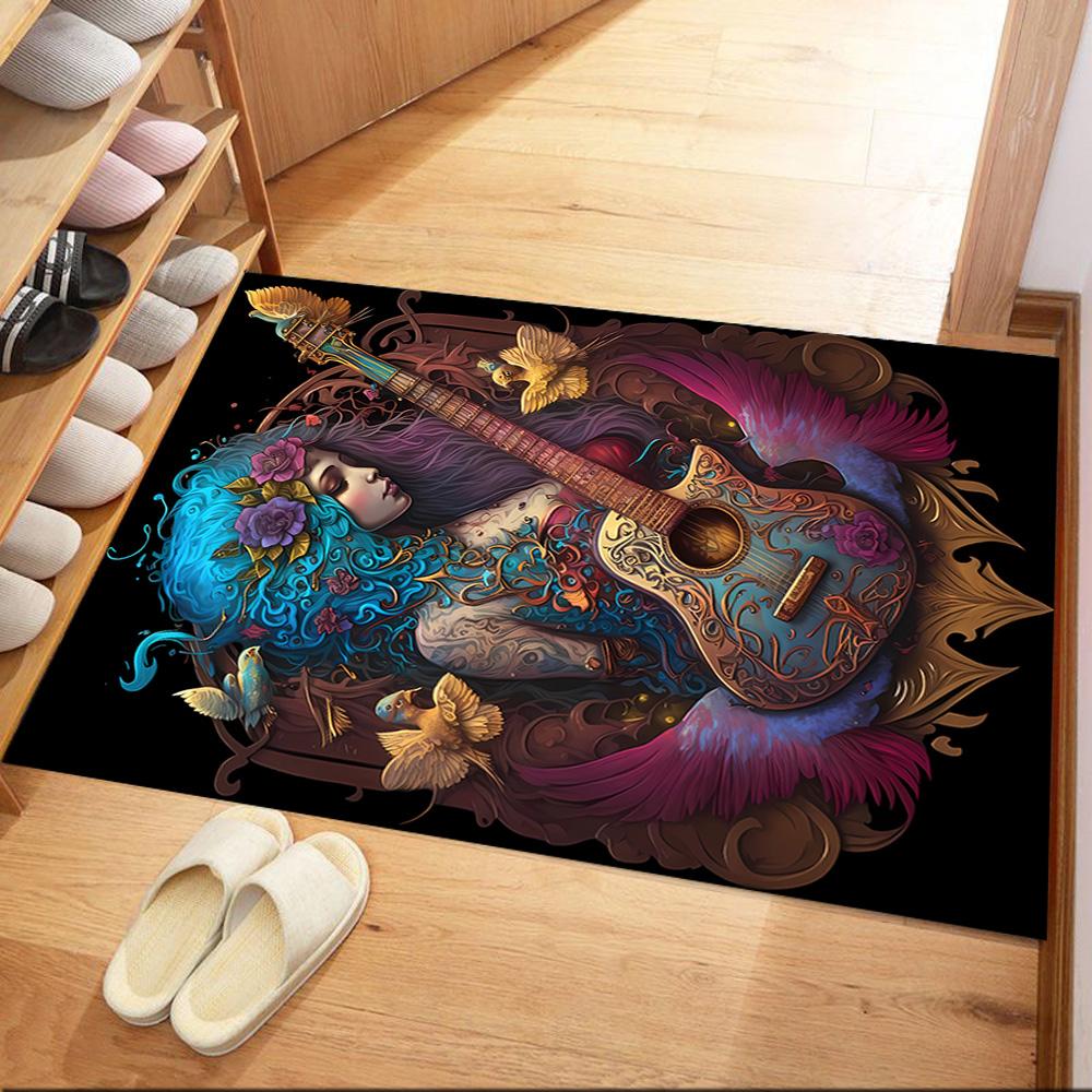 Fantasy Guitar Artwork Floor Mats for Living Room, Bedroom and Room Decoration Are Suitable for Gifts.