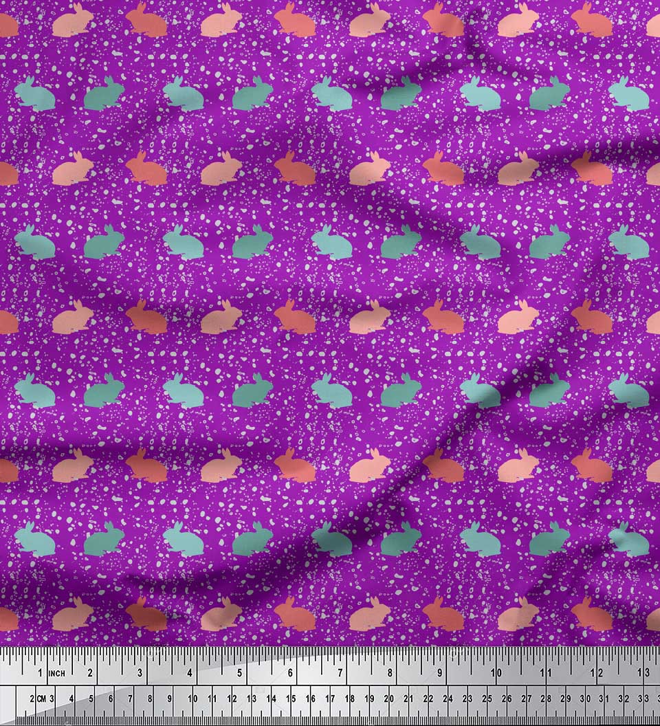 

Чорна японська креп-сатин Soimoi Тканина для рукоділля з принтом кролика на метри 42 дюйма 42 Inch Wide - Poly Crepe фіолетовий