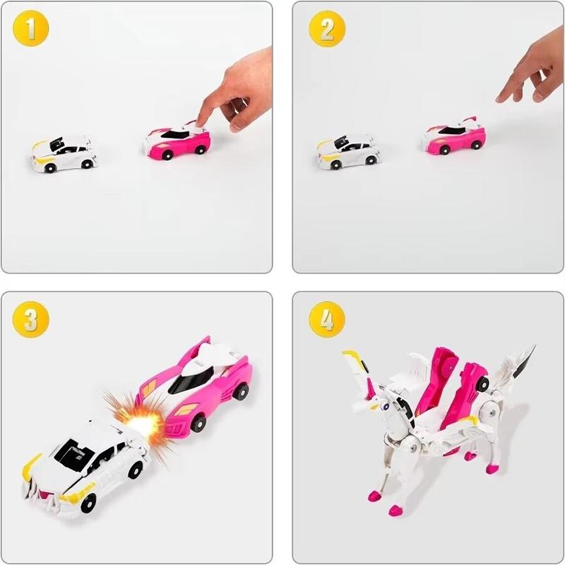 2 in 1 Transformation Car Model Deformed Unicorn Model Cartoon Action Figure Vehicle Transforming Toy Boy Kid Gift Christmas