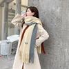 Autumn and Winter Casual Women's Imitation Cashmere Scarfs with Contrasting Colors Thick Insulation Soft Tassel Long Scarf