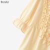 ZANZEA Women Elegant Floral Print Summer Casual V-Neck 3/4 Sleeve Blouse