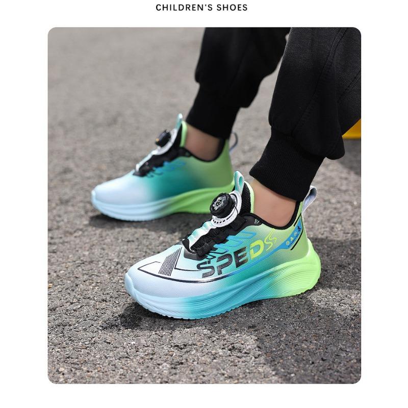 Kids' Gradient Color Rotating Buckle Sneakers Breathable Mesh Non-slip Sports Shoes