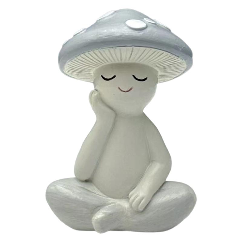 Miniature Meditations Mushroom Statue With Intricate Detail Ideal For Home Office Decoration and Garden Ornament Gift