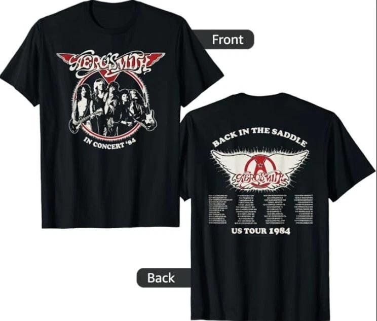 Aerosmith - Back In The Saddle 1984 Tour 100% Cotton T-shirt Mens Tees Top 4XL