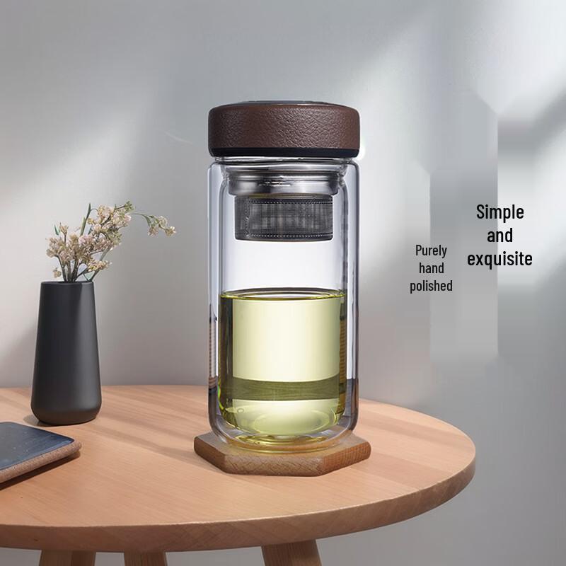 Double-Layer Borosilicate Glass Tea Infuser Bottle