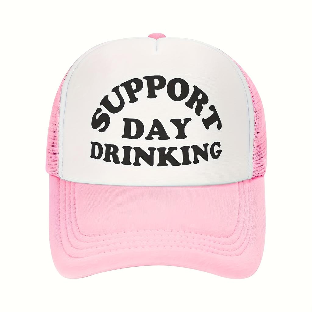 Support Day Drinking Trucker Hat Mesh Snapback Adjustable Baseball Cap Casual Outdoor Polyester