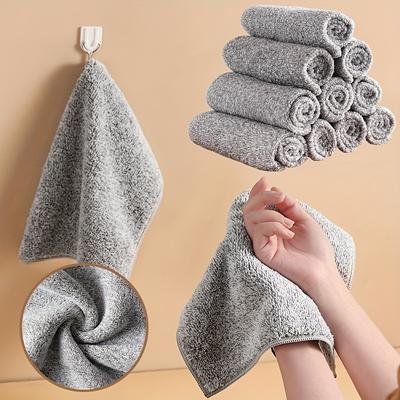 10/5PCS Gray Bamboo Charcoal Towel Thickened Super Absorbent Dishcloth Anti-grease Kitchen Wiping Rags Microfiber Cleaning Cloth