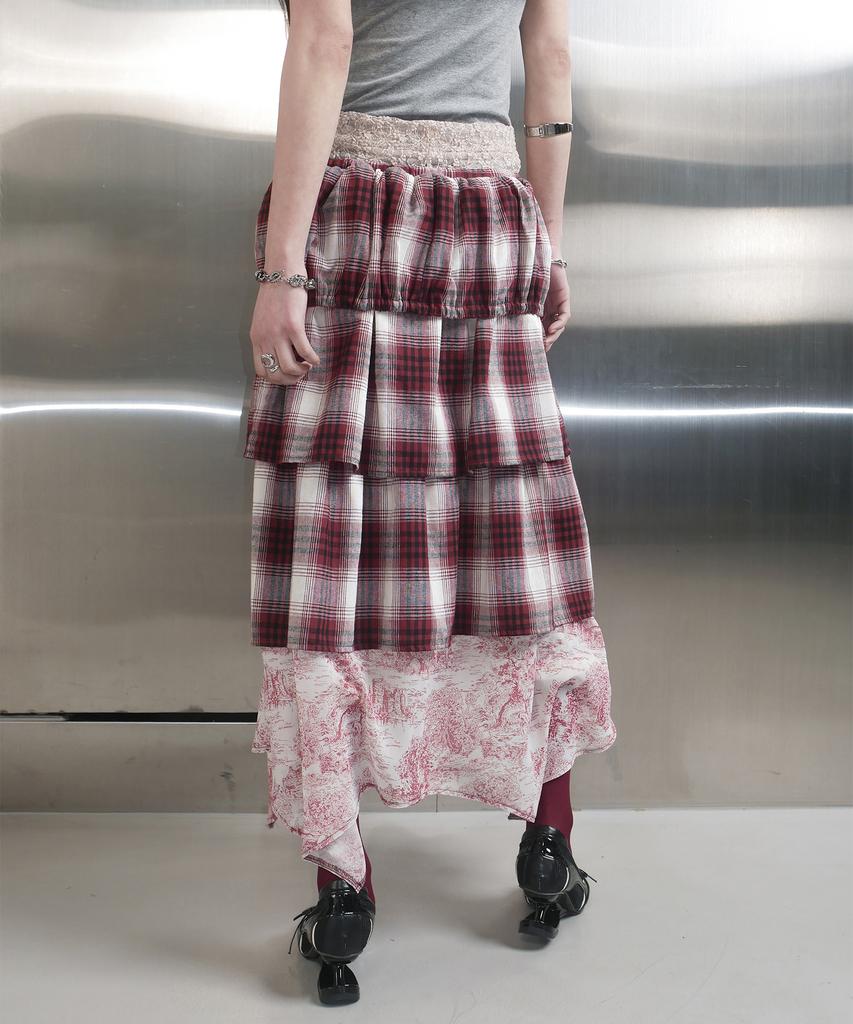Seutillesseodi Check Tiered Skirt