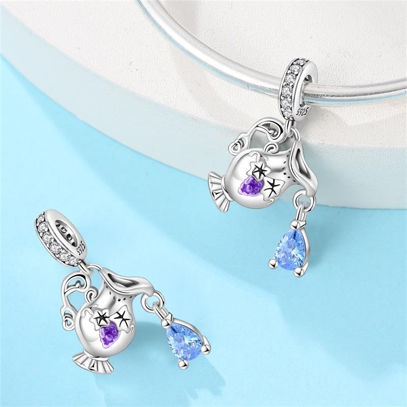 New Copper Fashion Chameleon Blue Whale Guardian Wing Drunk Angel Charms Beads Fit Diy Bracelets Original Jewelry