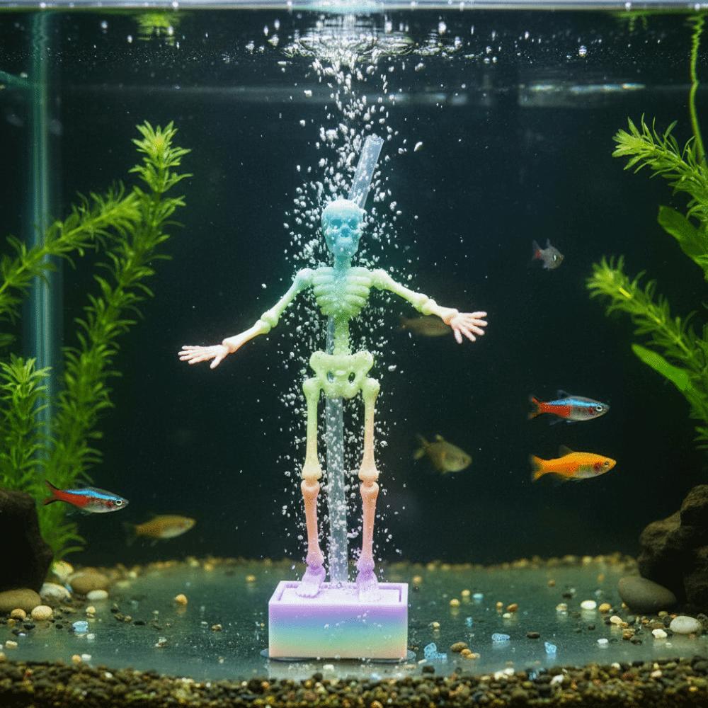 Bubble Driven Fish Tank Decoration Movable Joints Luminous Skeleton  Aquarium Hobbyist
