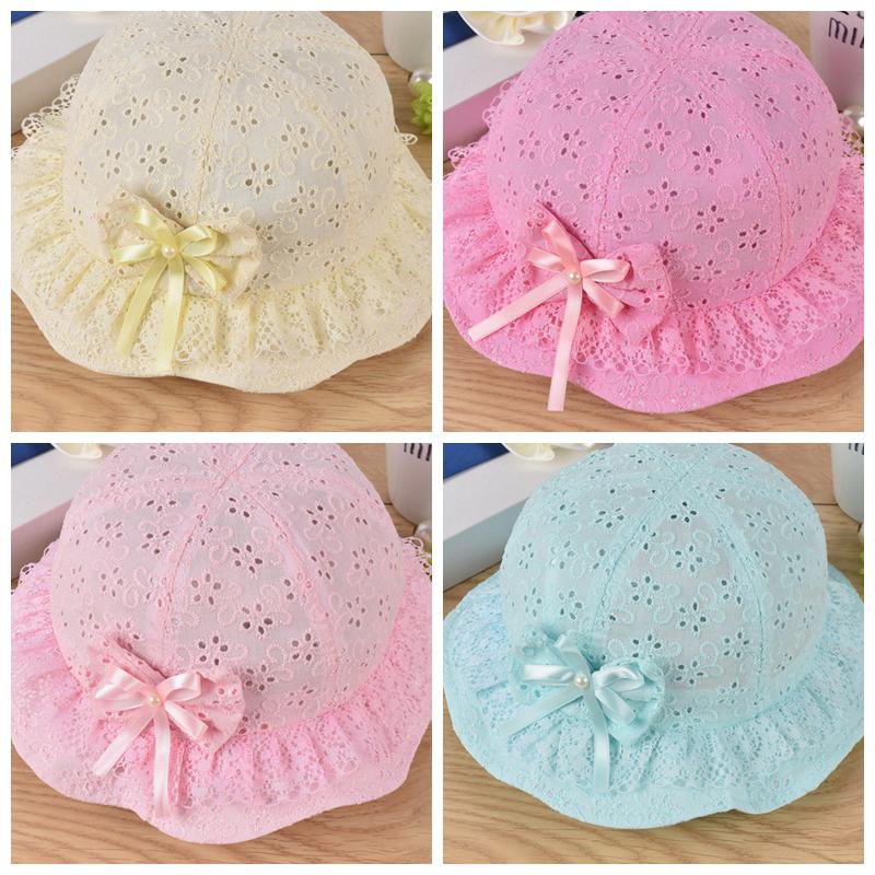 Infant Baby Girls Cotton Flower Princess Sun Cap Lovely Bowknot Bucket Hat Color : White+Yellow Flower Pattern