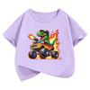TShirt Kawaii Dinosaur with Car Printed T Shirt Boy Summer Clothes Short Sleeve Tops TShirts Cute Girls Clothing Kids