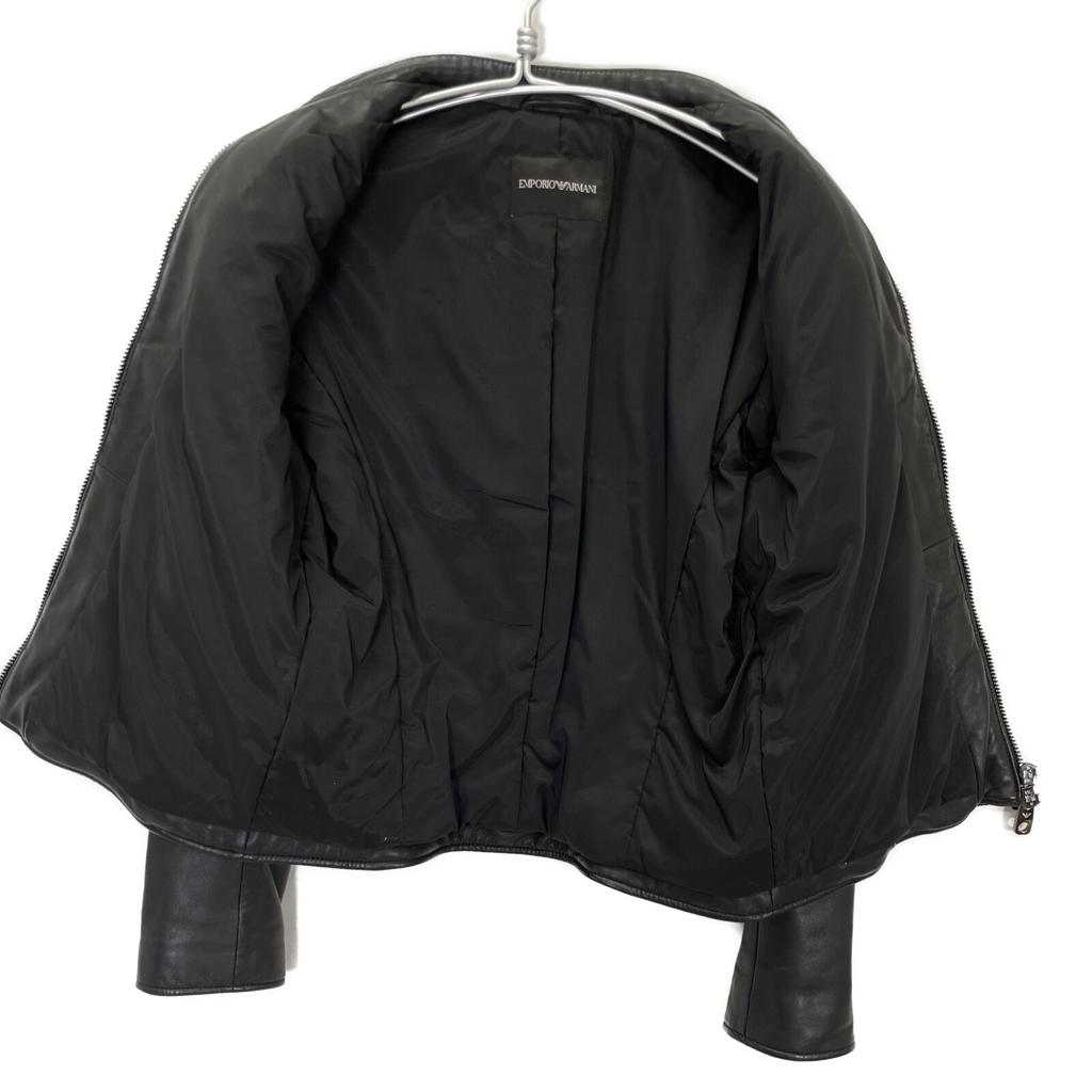 EMPORIO ARMANI BNB04P B2P20 Black Leather Switch Rider's Stand Jacket Jacket 40 blackUsed