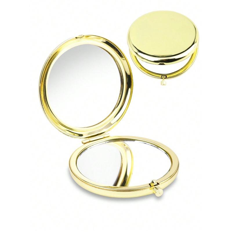 1pc Portable Double-Sided Metal Folding Mirror, High Definition Makeup Handheld Compact Mirror,Makeup Mirror Makeup Tools