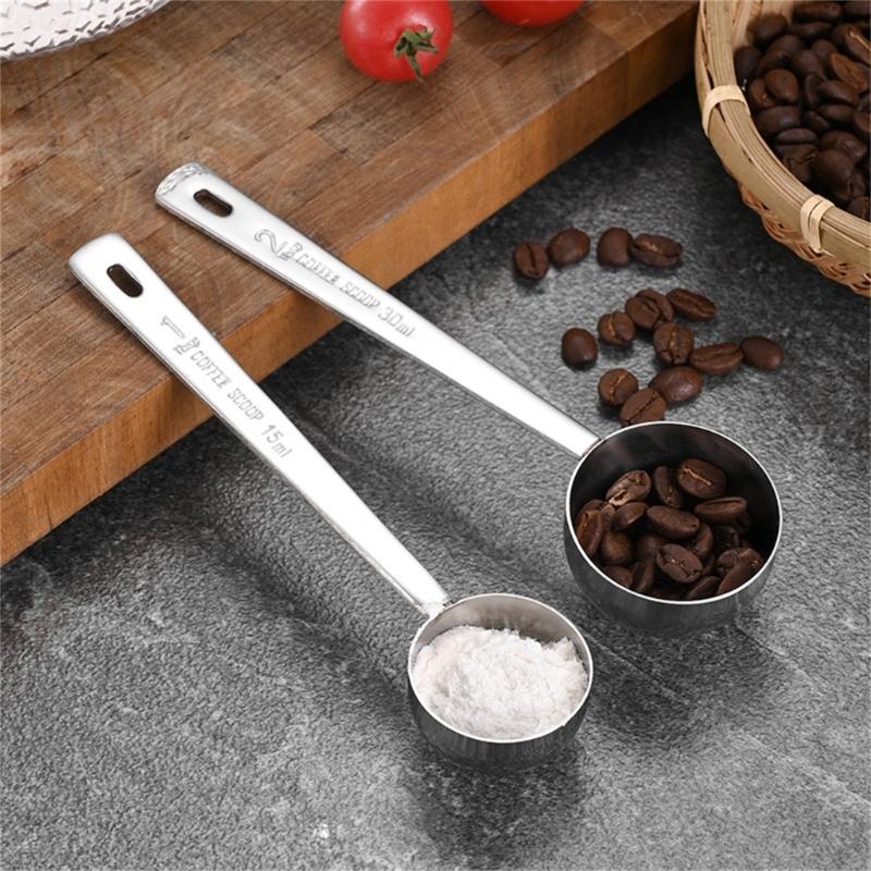 Steel Measuring Spoon Practical Measuring Spoon Long Handle Functional Steel 15/30ML Measuring Spoon