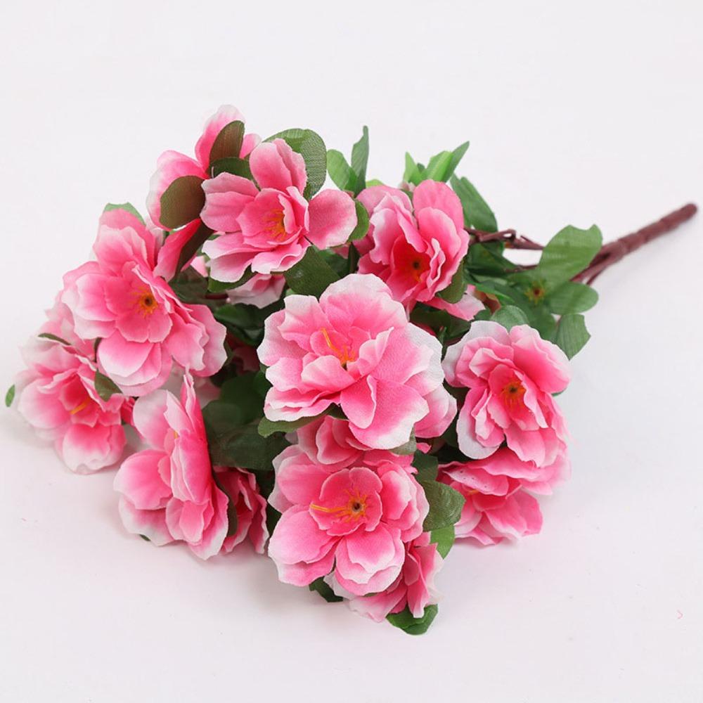 Decor Silk Flower Artificial Rhododendron Arrangements DIY 21 Head Fake Flower Handmade Bouquet Indoor and Outdoor