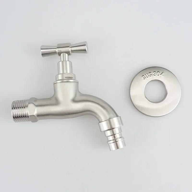 

Bathroom 304 Stainless Steel Faucet Wall Mounted Outdoor Bibcock Garden Wash Basin Mop Faucet Wall Faucet
