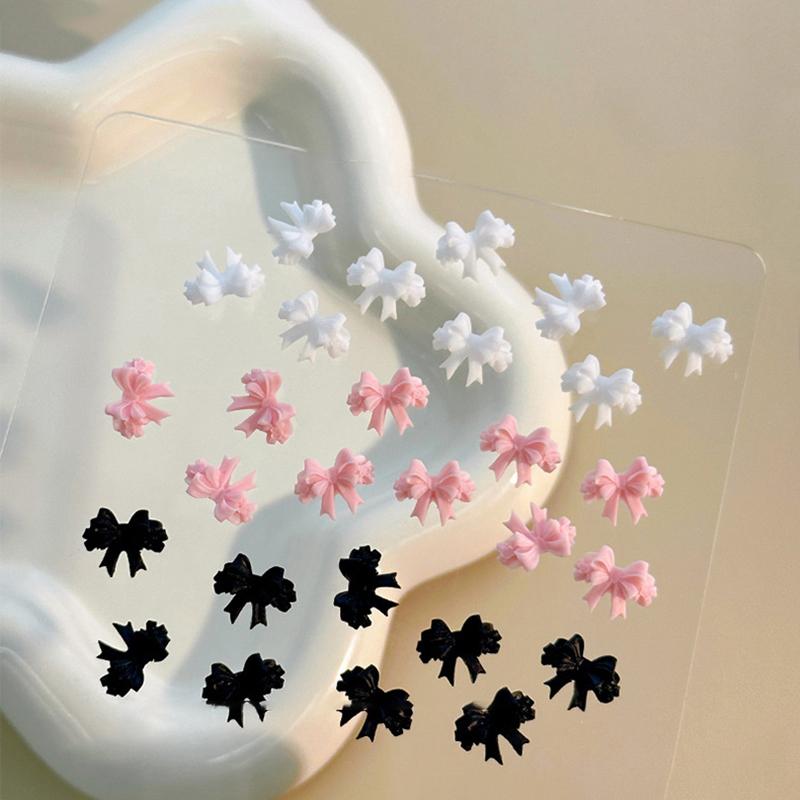 30 Pcs Ribbon Bow Nail Charms Parts Nail Art Tie Decoration Kawaii Accessories Manicure Design Supplies