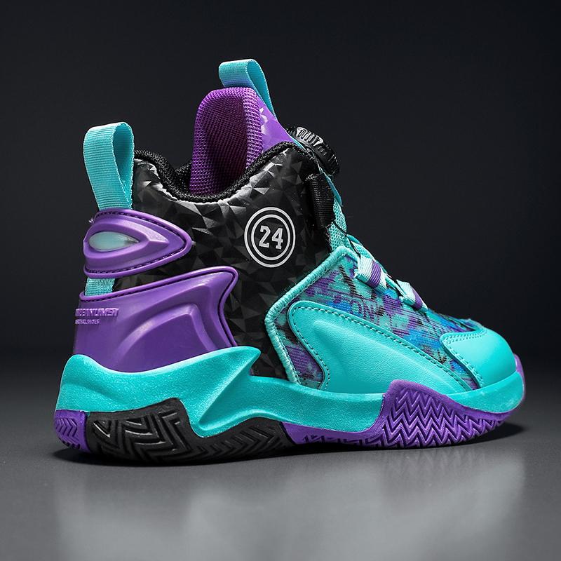 31-40 Children's Large Size Anti Slip and Wear-resistant Fashionable Sports Shoes High Top Basketball Shoes