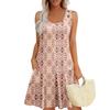 Summer Dresses For Women Beach Boho Sleeveless Printing Flowy Pocket Tshirt Tank Sundresses