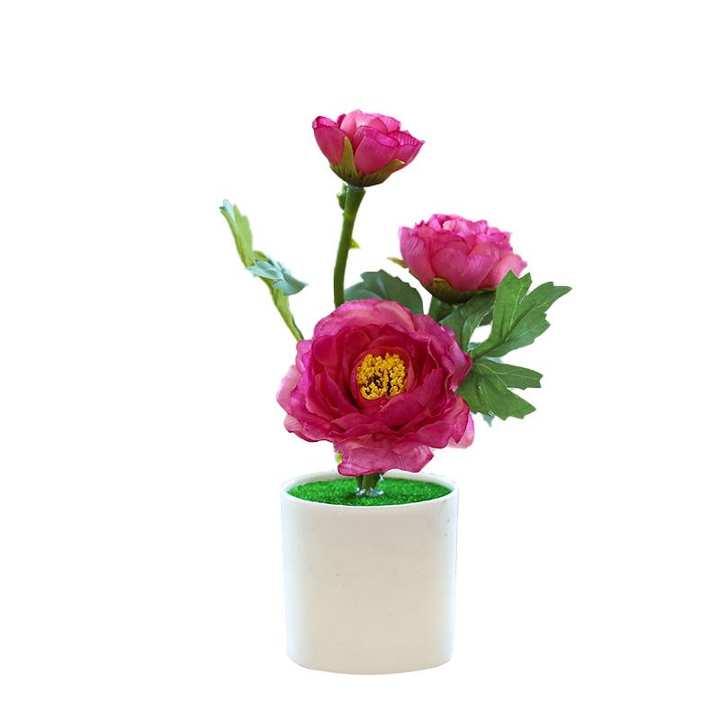 1 STK Hjem Hage Dekor Te Rose 3 Hoder Bord Ornament Falske Blomster Kunstig Blomst Mini Bonsai