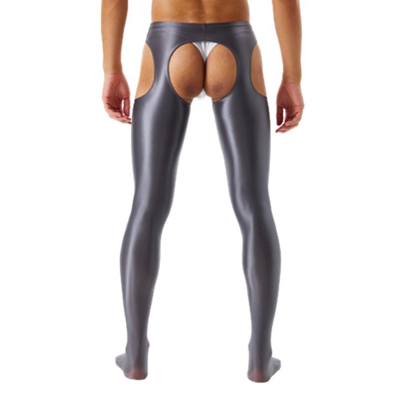 Collant Uomo con Taglio a Forcella Senza Cavallo Collant Lucidi a Vita Media Leggings