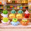 Miniature Cactus Figurine Cute Tiny Potted Cactus for Home Office Desk Tabletop Decor Simulation Greenery Plants for Fairy Garden Micro