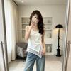 New Summer Women's Clothing with Irregular Design Lace French Sleeveless Tank Top T-Shirt
