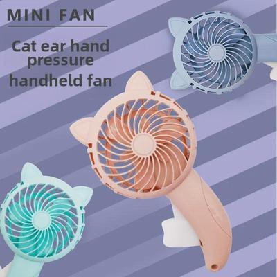 Hand-Pressed Cat Ears Fan: Manual Operation, Battery-Free, Portable Kitten Fan
