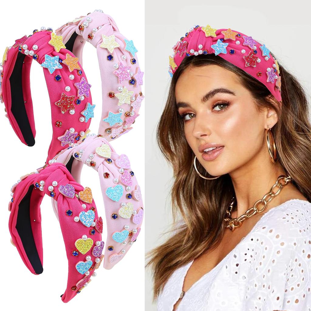 Damen Perle Kristall Stirnbänder Mädchen Glitzer Stern Stirnband Feiertagsparty Herz Haarreifen Kinder Kinder Haarschmuck