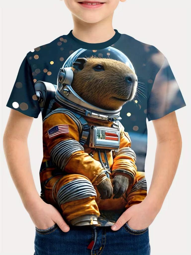 Jungen Kinder Kleidung Stylisch Cartoon Weltraum Astronaut Grafik T-Shirts Jungen Mädchen Sommer Kurzarm Outdoor Kleidung für Kinder