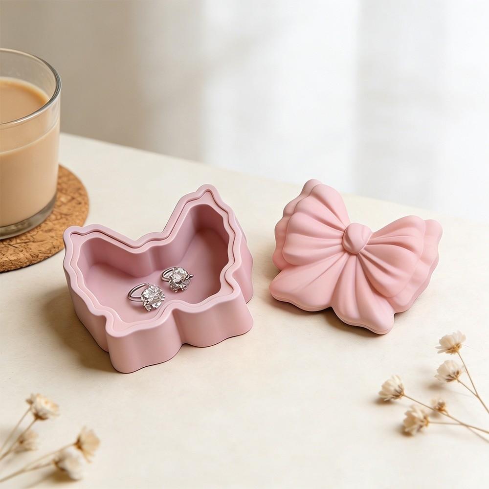 Bowknot Shape Silicone Candle Cup Mold Soft Soap Mould Butterfly Storage Box Mold  Plaster Craft