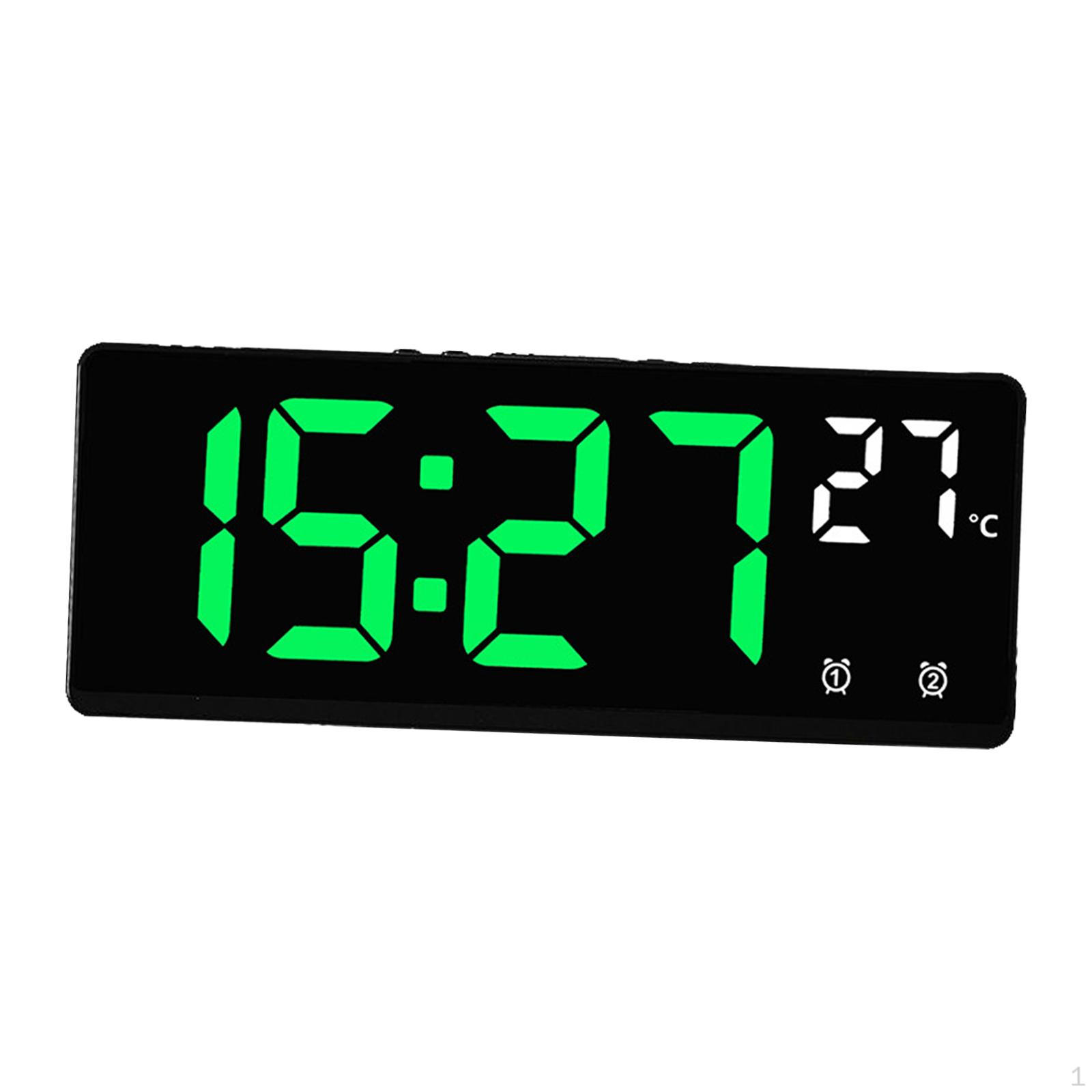 

Цифровой будильник с регулируемой яркостью Простой электронный голосовой контроль с температурой и датой Большой Green Numbers