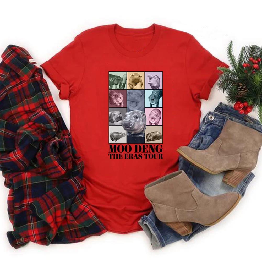 Moo Deng Hippo Eras Tour Shirt Baby Hippo Funny T Shirt Cute Moo Deng T-Shirt Women Graphic T Shirts Gift For Pet Lover