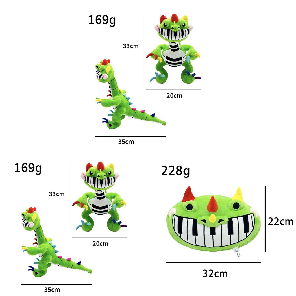 Peluche Poppy Playtime Pianosaurus con Tessuto a Pelo Corto per Decorazione Stanza dei Giochi dei Bambini