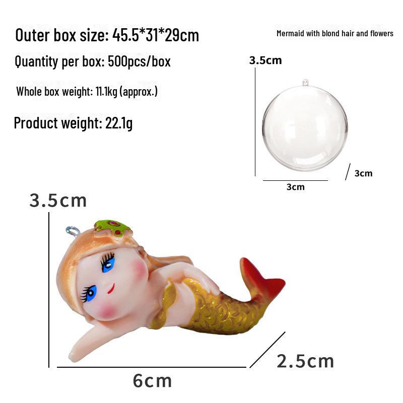 Kreativ Flytende Havfrue Mikrolandskapsornament - Tegneserie Havprinsesse Dekorasjon for Akvarier