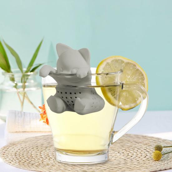 Yousheng Silicone Tea Infuser Cat Shaped Strainer Loose Leaf Tea Brewer Cute Cartoon Tea Filter for Home Office