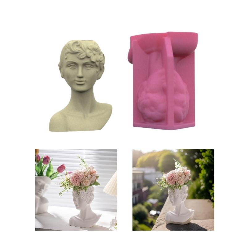 Silicone Vase Molds Succulent Planter Mold Human Head Shape Silicone Flowerpot Mold Suitable for Crafting Vase Planter