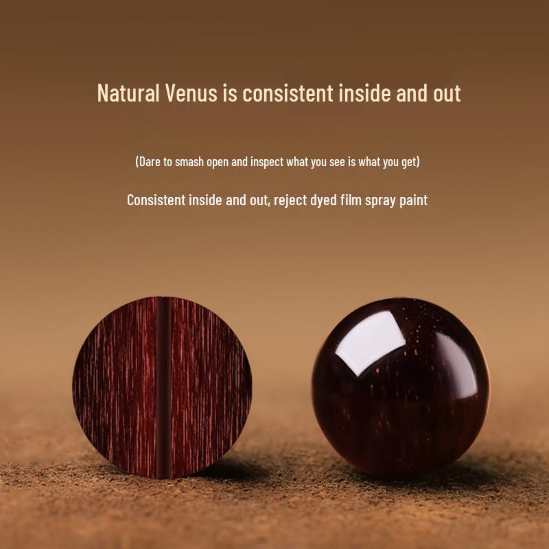 Small-Leaf Red Sandalwood Bracelet 2.0 with Golden Star Patina, 12-Bead Design for Couples