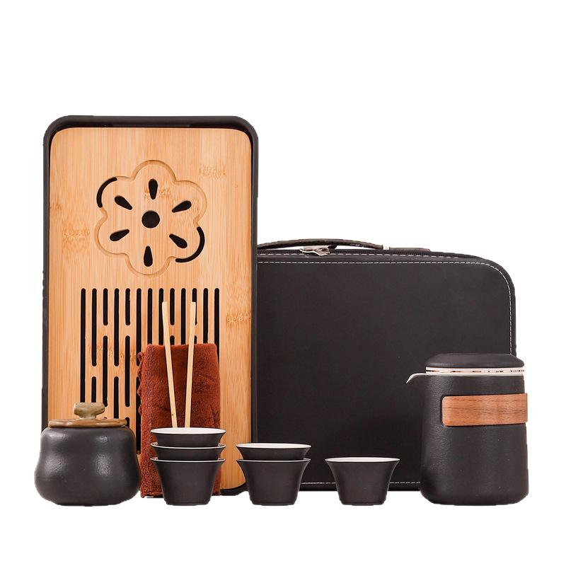 Compact Ceramic Travel Tea Set: 1 Teapot + 6 Cups for Camping or Business Gifts