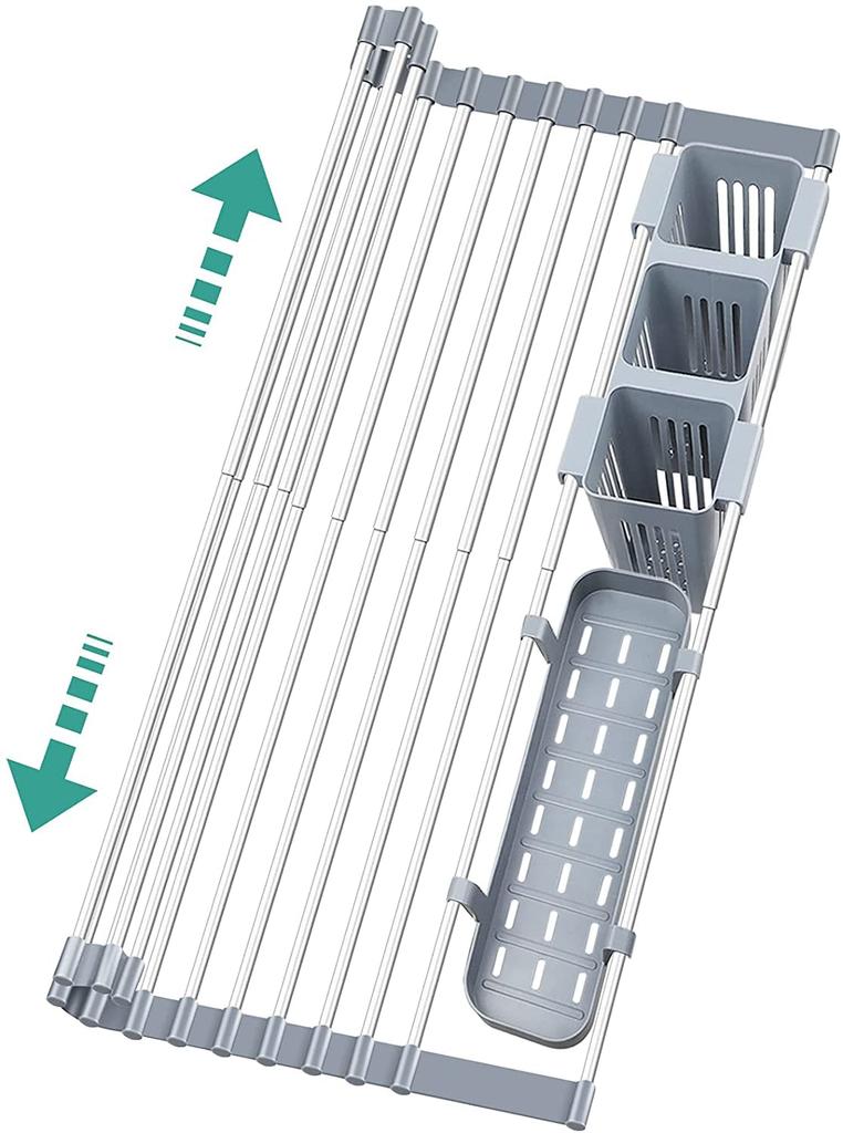 tachika Silicone Dish Over the Roll Up for Dish Dish Drying Kitchen Supplies Drainer, Foldable, Sink, Storage, Rust-Free, Antibacterial, Drainer,