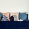 Blue Nordic Style Pillow Cover Geometric Stripe Double-Sided Sofa Window Guest Home Pillow Case Square Shape Pp Cotton