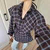 Ensemble chemise à carreaux et châle pour femmes européennes et américaines 2026: Mode Trois-en-un à Manches Longues avec Taille à Nouer.