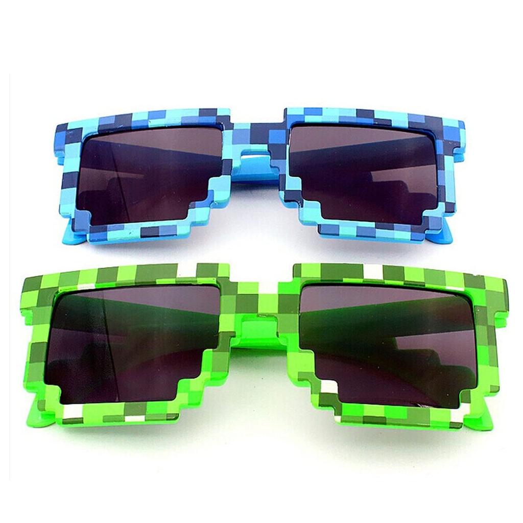 Trendy Small Sunglasses Mosaic Pixel Glasses Novelty Gift 709 (Lenses Color: Green, Size: One Size)