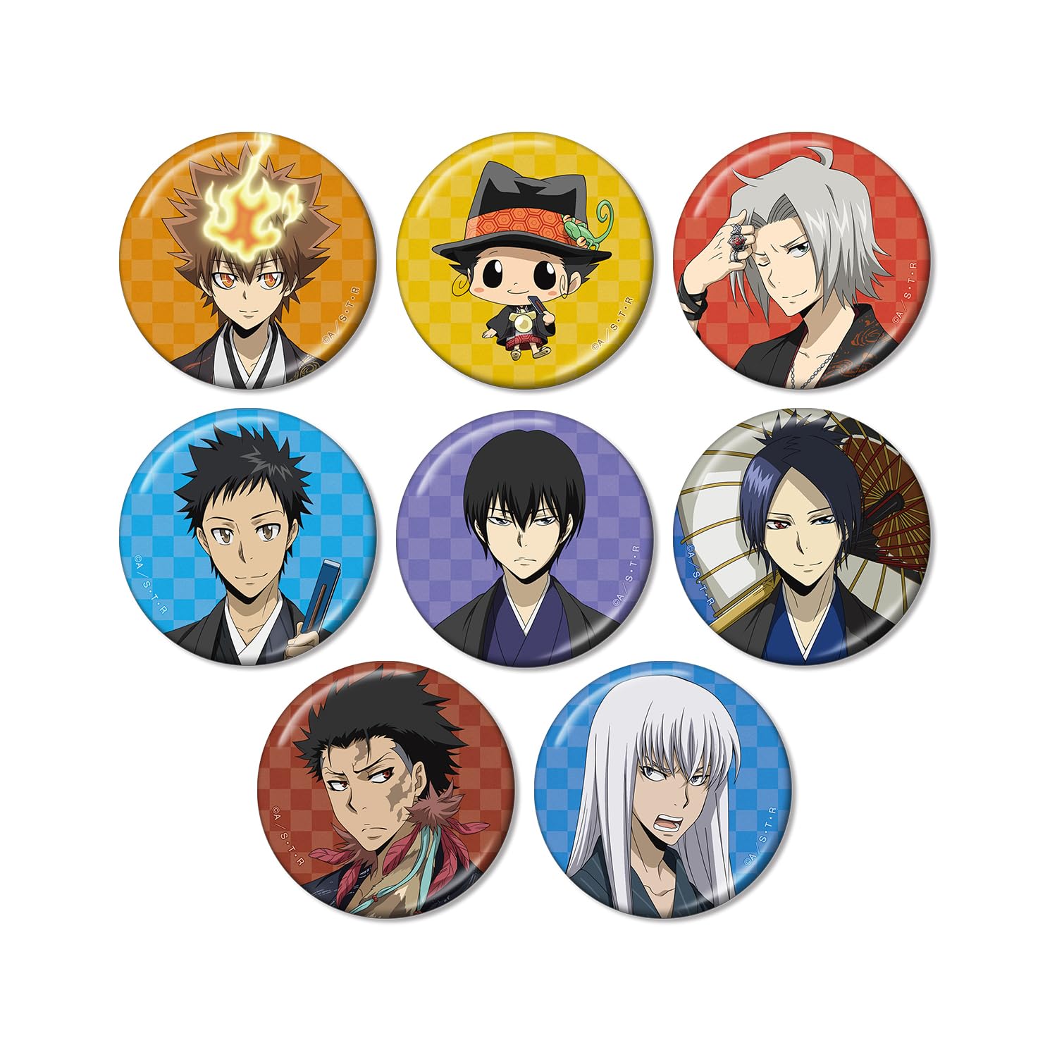 Katekyo Hitman Reborn Оригинальная иллюстрация Кимоно Вер. Торговые металлические значки-банки Коробка из 8 штук