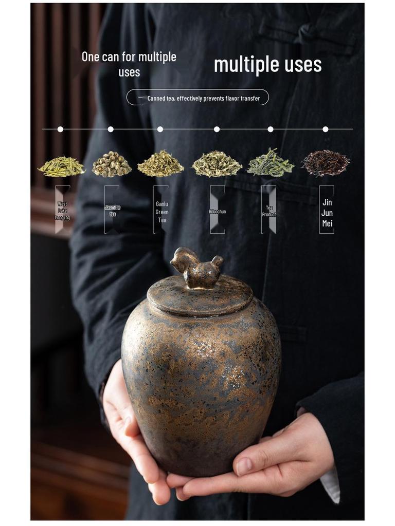 Chinese Ceramic Tea Canister: Small/Large Sealed Storage Jar for Pu'er Tea with Logo Printing