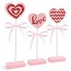 Valentine's Day Wooden Heart-Shaped Ornaments with Table Stands Decorative Wooden Signs for Wedding Festival Photo Props