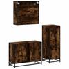3 Piece Bathroom Furniture Set Smoked Oak Wood Based Material